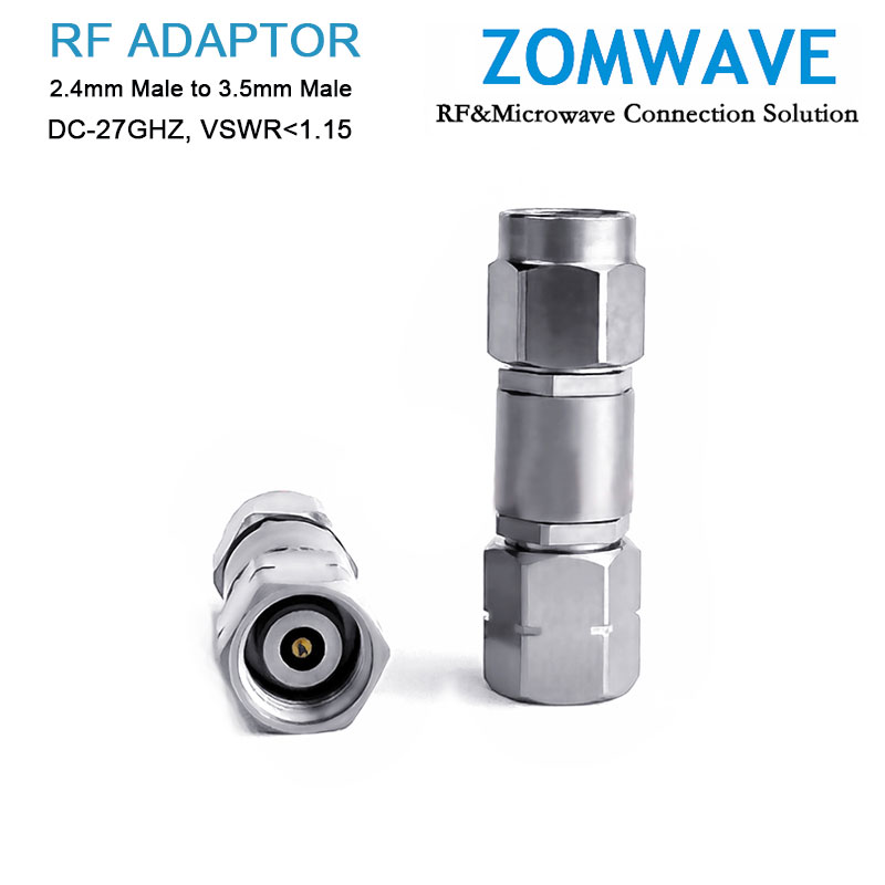 2.4mm Male to 3.5mm Male Stainless Steel Adapter, 27GHz