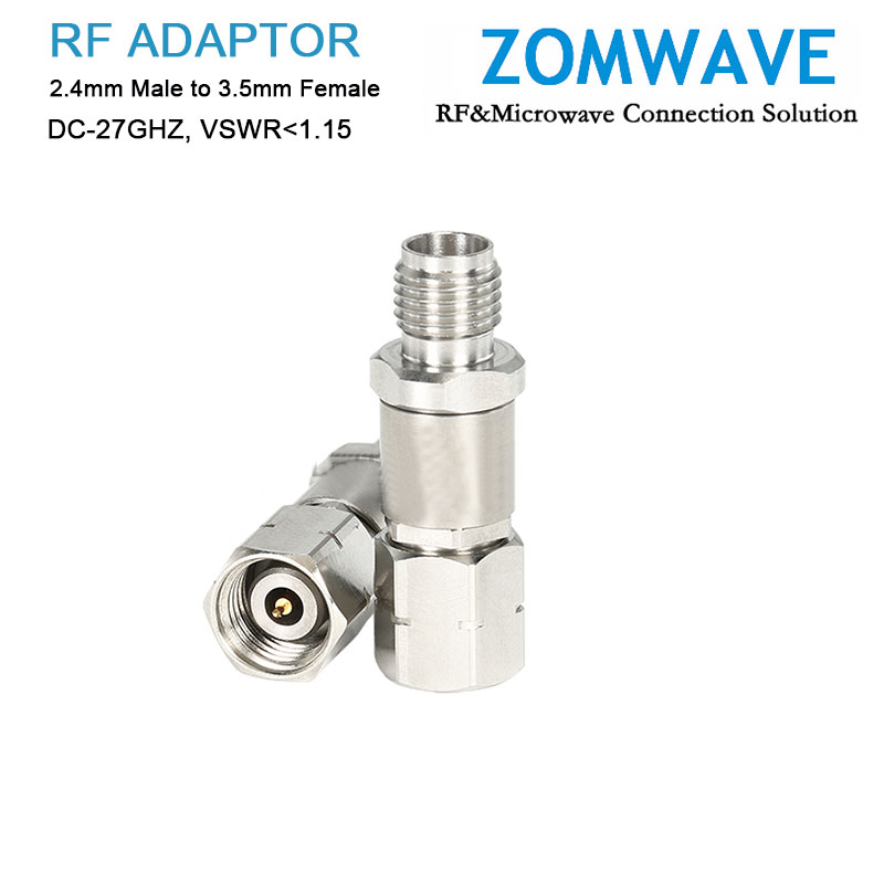 2.4mm Male to 3.5mm Female Stainless Steel Adapter, 27GHz