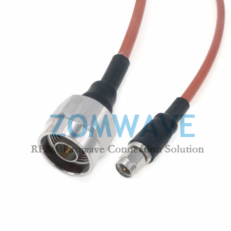 SMA Male to N Type Male, RG142 Cable, 6GHz