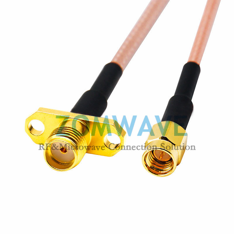 SMA Female 2 hole Flange to SSMA Male, RG316 Cable, 6GHz