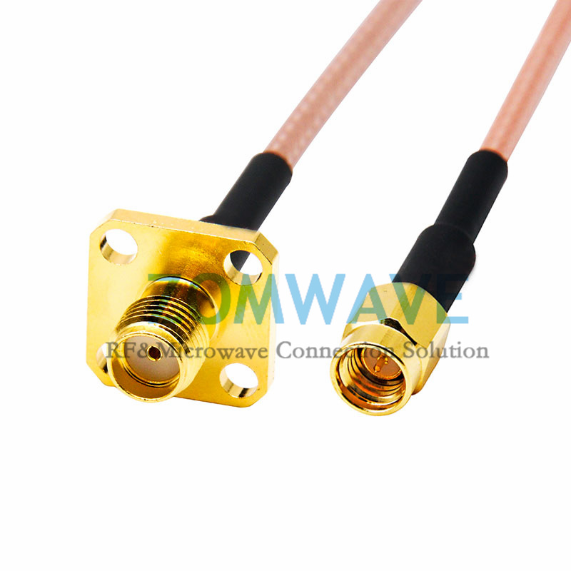 SMA Female 4 hole Flange to SSMA Male, RG316 Cable, 6GHz