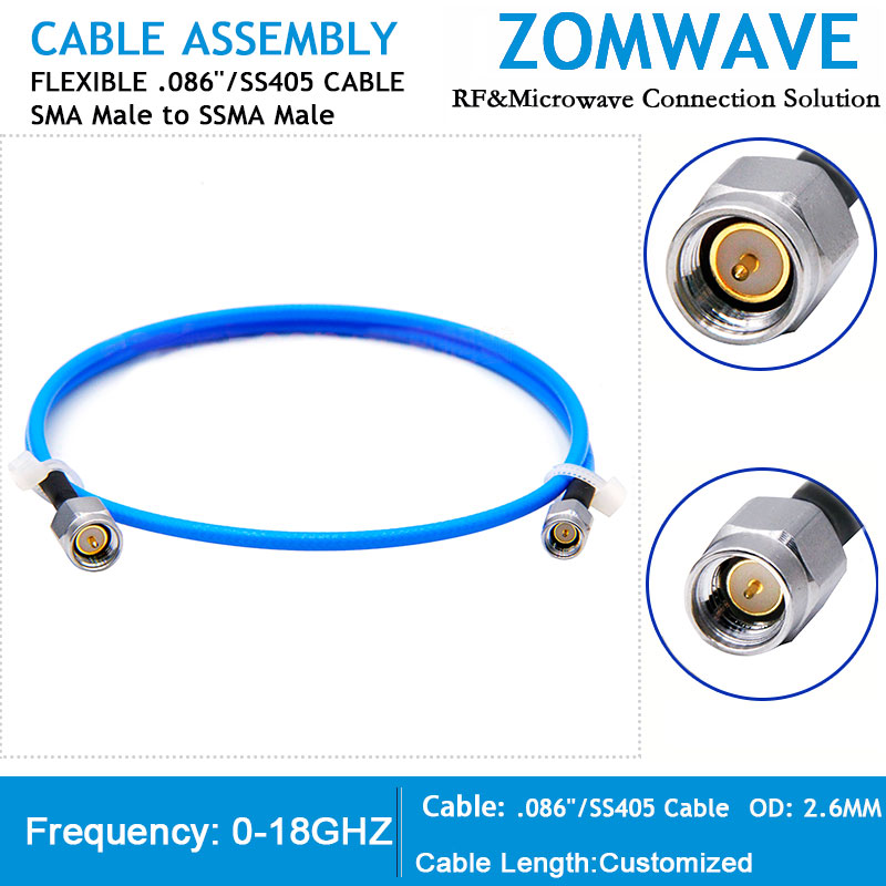 SMA Male to SSMA Male, Flexible .086''_SS405 Cable, 18GHz