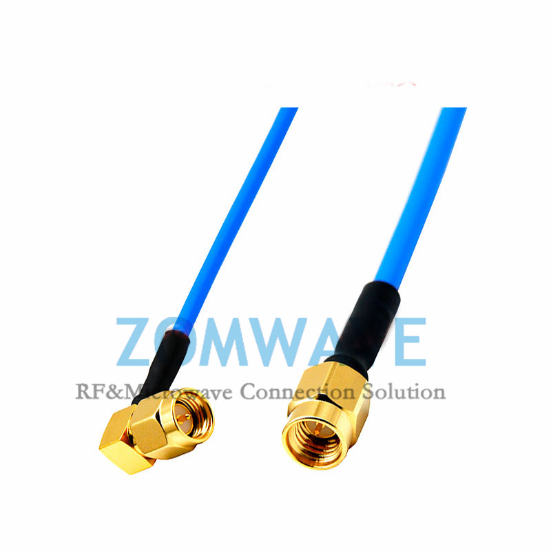 SMA Male to SSMA Male Right Angle, Formable .086''_RG405 Cable, 12GHz