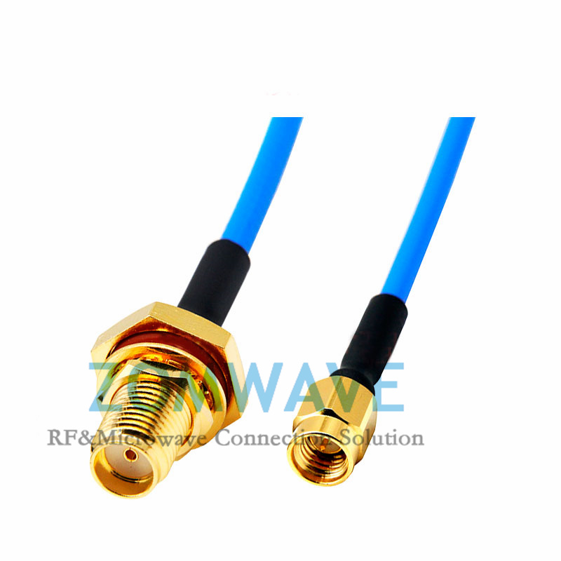 SMA Female Bulkhead Waterproof to SSMA Male, Formable .086''_RG405 Cable, 12GHz
