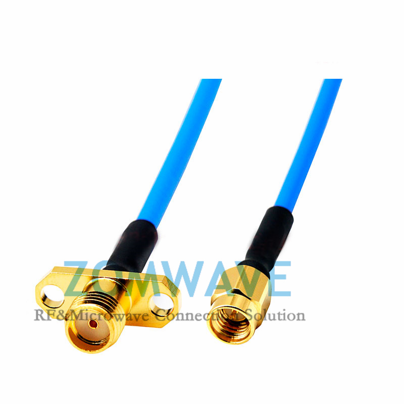 SMA Female 2 hole Flange to SSMA Male, Formable .086''_RG405 Cable, 12GHz