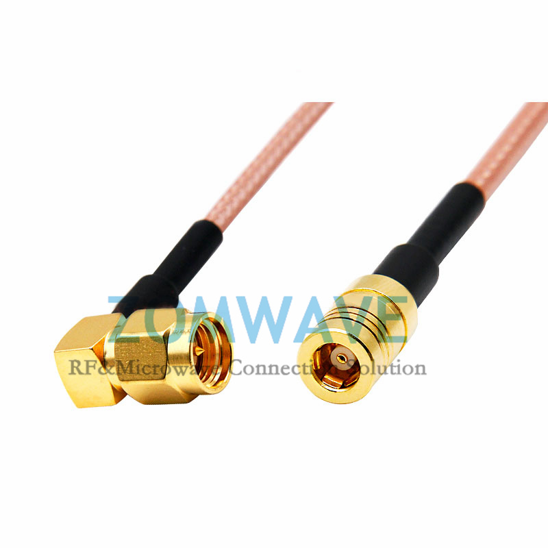 SMA Male Right Angle to SMB Female, RG316 Cable, 4GHz
