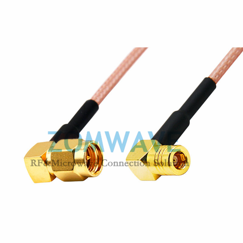 SMA Male Right Angle to SMB Female Right Angle, RG316 Cable, 4GHz