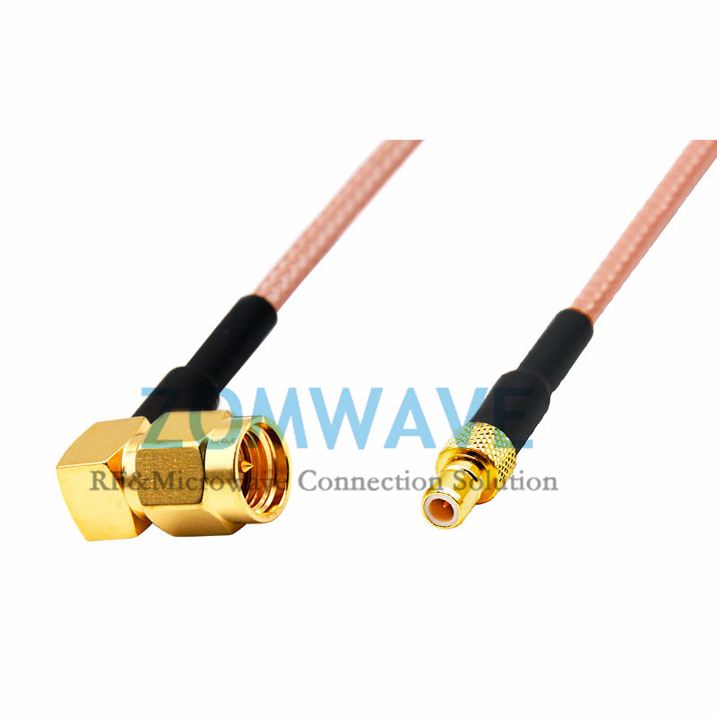 SMA Male Right Angle to SMB Male, RG316 Cable, 4GHz