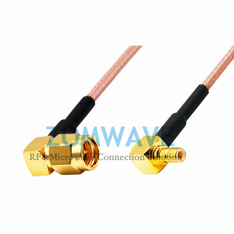 SMA Male Right Angle to SMB Male Right Angle, RG316 Cable, 4GHz