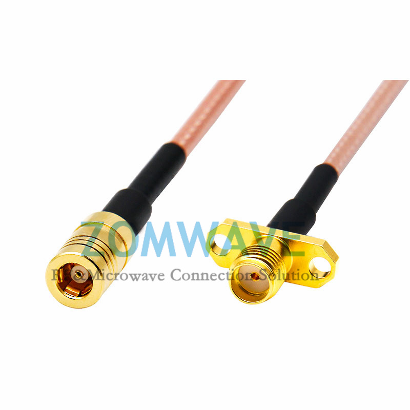 SMA Female 2 hole Flange to SMB Female, RG316 Cable, 4GHz