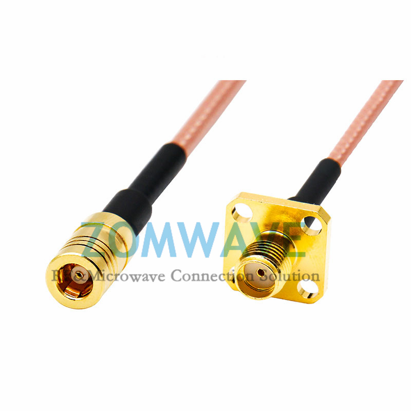 SMA Female 4 hole Flange to SMB Female, RG316 Cable, 4GHz