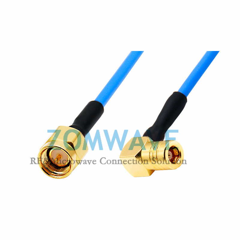 SMA Male to SMB Female Right Angle, Flexible .086''_SS405 Cable, 4GHz