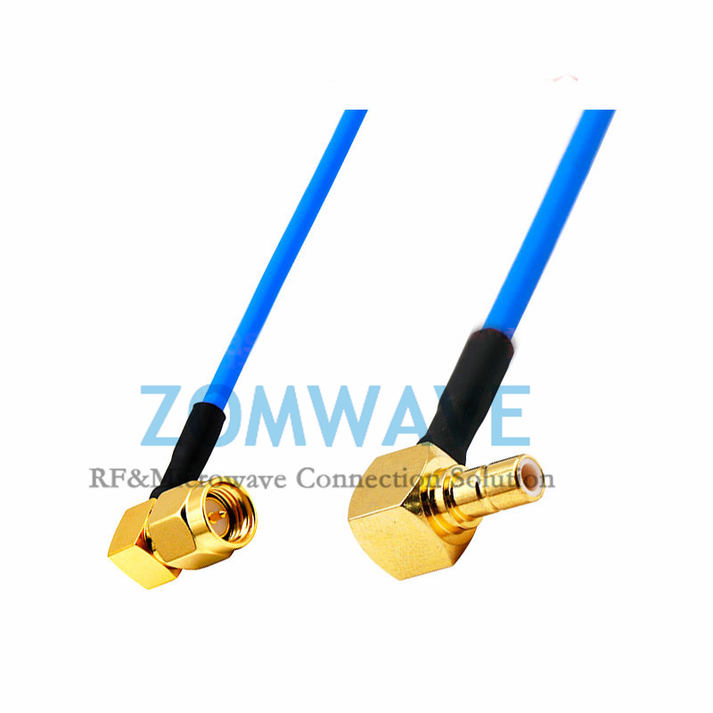 SMA Male Right Angle to SMB Male Right Angle, Formable .086''_RG405 Cable, 4GHz