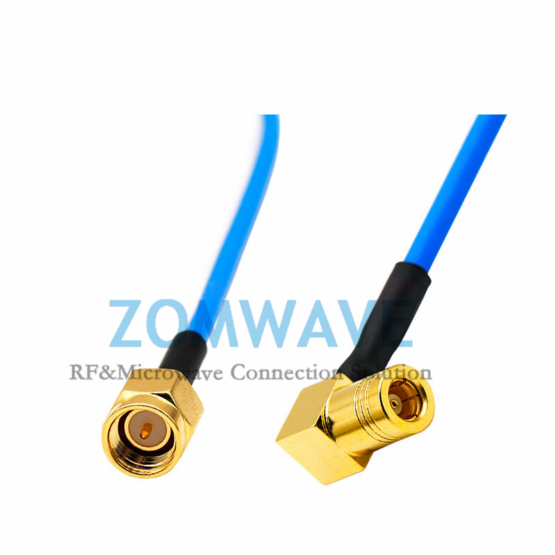 SMA Male to SMB Female Right Angle, Formable .086''_RG405 Cable, 4GHz