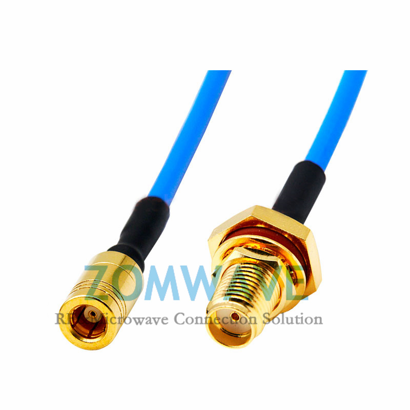 SMA Female Bulkhead Waterproof to SMB Female, Formable .086''_RG405 Cable, 4GHz