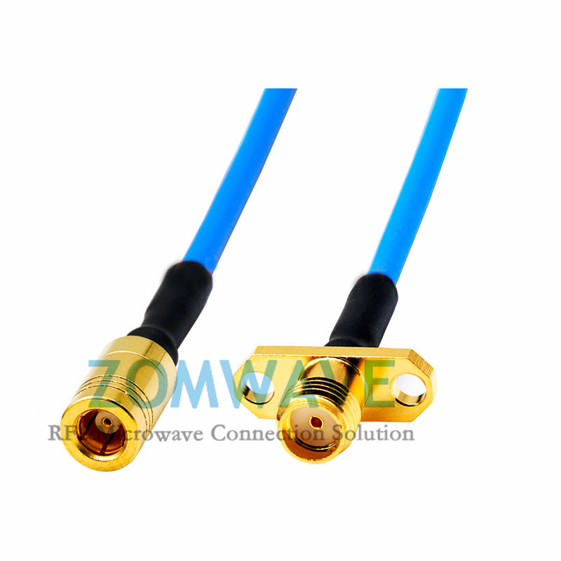 SMA Female 2 hole Flange to SMB Female, Formable .086''_RG405 Cable, 4GHz