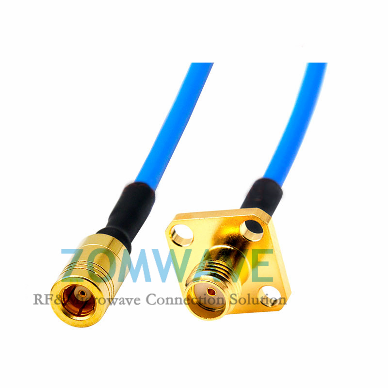 SMA Female 4 hole Flange to SMB Female, Formable .086''_RG405 Cable, 4GHz