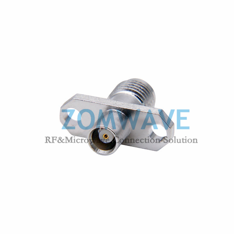 SMA Female to MCX Female Adapter, 2 hole Flange, 6GHz