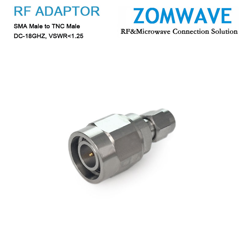 SMA Male to TNC Male Stainless Steel Adapter, 18GHz