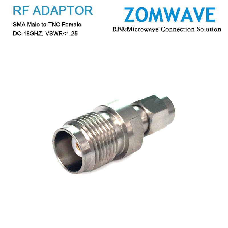 SMA Male to TNC Female Stainless Steel Adapter, 18GHz