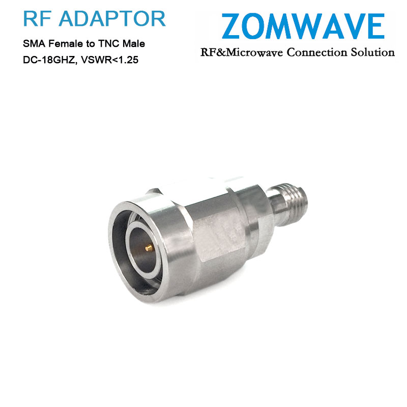 SMA Female to TNC Male Stainless Steel Adapter, 18GHz