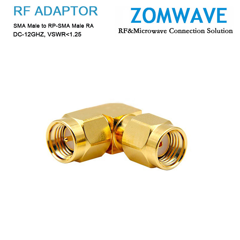 SMA Male to RP-SMA Male Right Angle Adapter, 12GHz