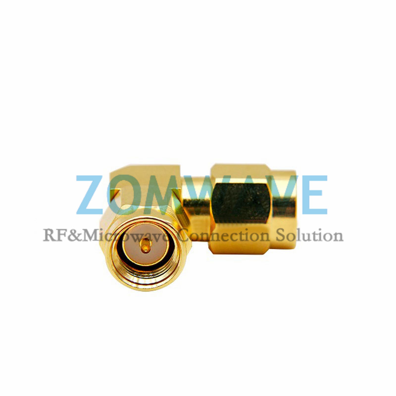 SMA Male to RP-SMA Male Right Angle Adapter, 12GHz