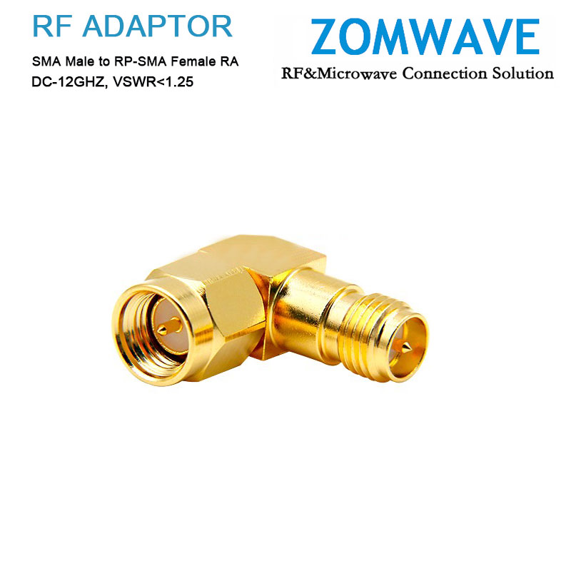 SMA Male to RP-SMA Female Right Angle Adapter, 12GHz