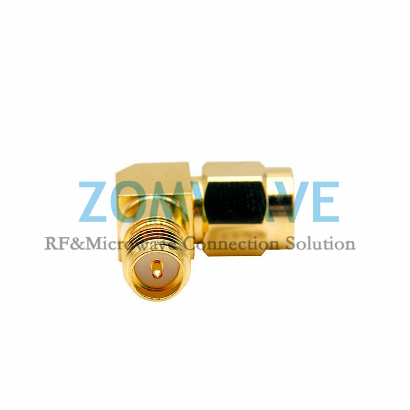 SMA Male to RP-SMA Female Right Angle Adapter, 12GHz