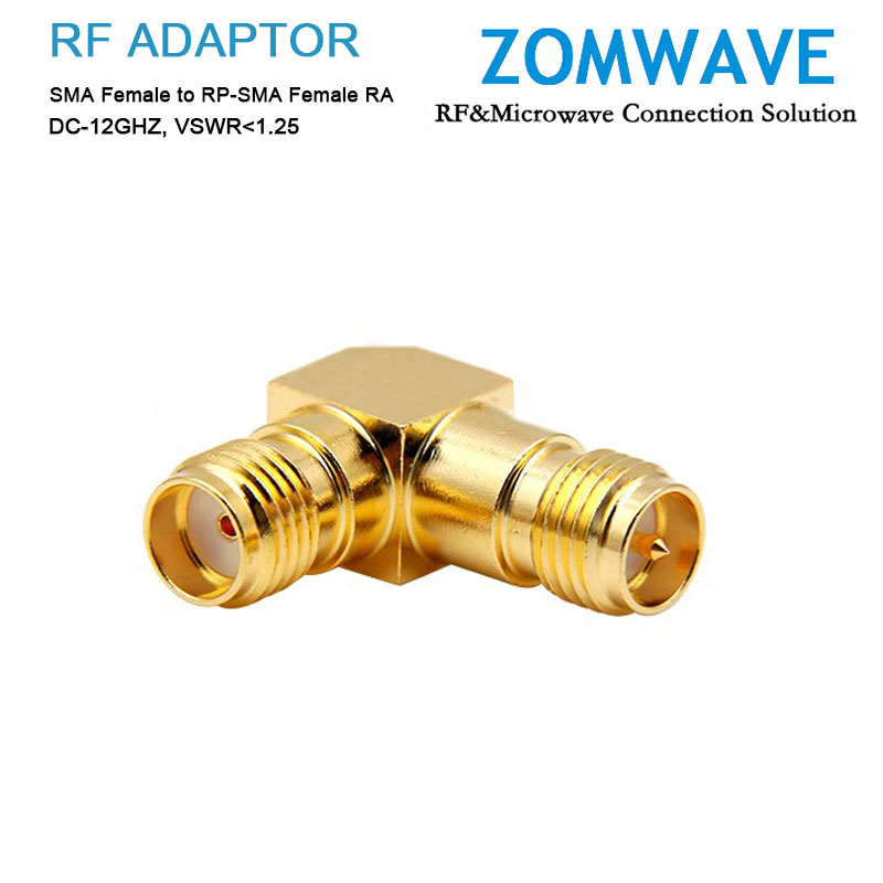 SMA Female to RP-SMA Female Right Angle Adapter, 12GHz