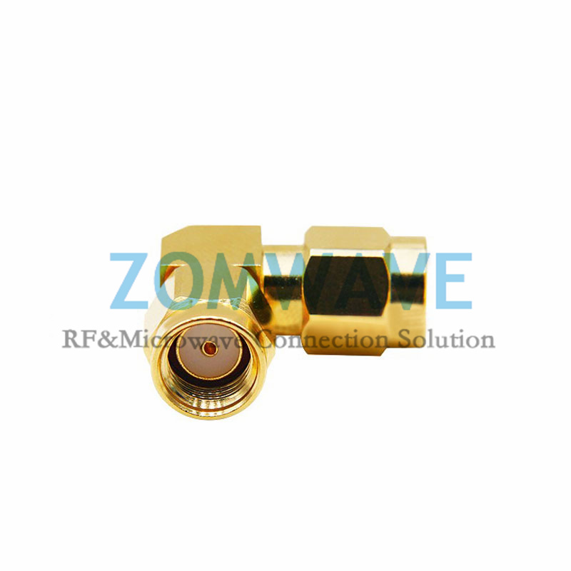 RP-SMA Male to RP-SMA Male Right Angle Adapter, 9GHz