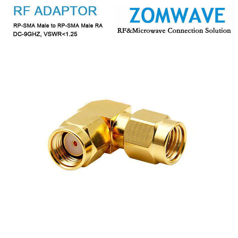 RP-SMA Male to RP-SMA Male Right Angle Adapter, 9GHz