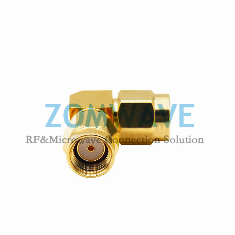 RP-SMA Male to RP-SMA Male Right Angle Adapter, 9GHz