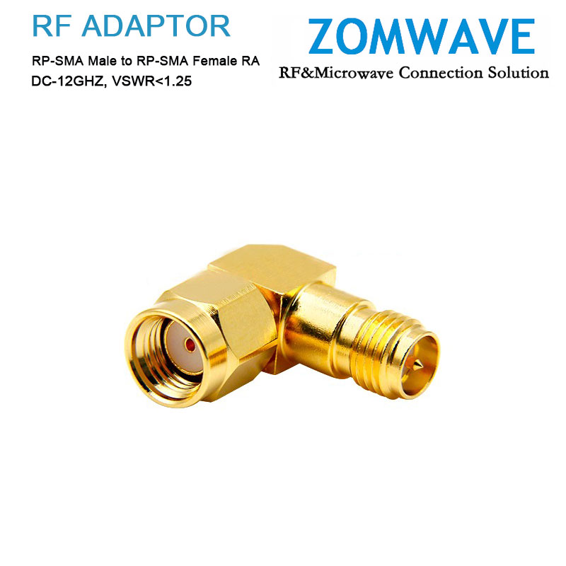 RP-SMA Male to RP-SMA Female Right Angle Adapter, 12GHz