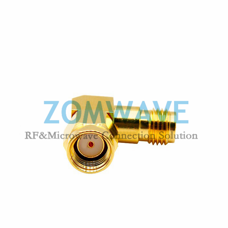 RP-SMA Male to RP-SMA Female Right Angle Adapter, 12GHz