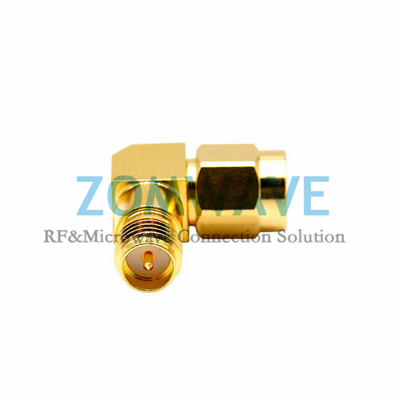 RP-SMA Male to RP-SMA Female Right Angle Adapter, 12GHz