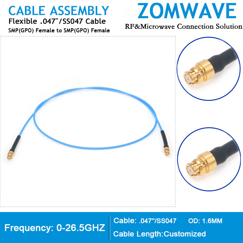 SMP(GPO) Female to SMP(GPO) Female, Flexible .047''_SS047 Cable, 26.5GHz