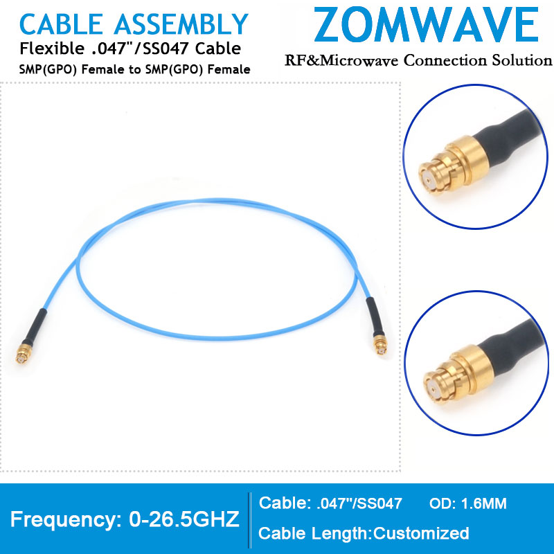 SMP(GPO) Female to SMP(GPO) Female, Flexible .047 _SS047 Cable, 26.5GHz