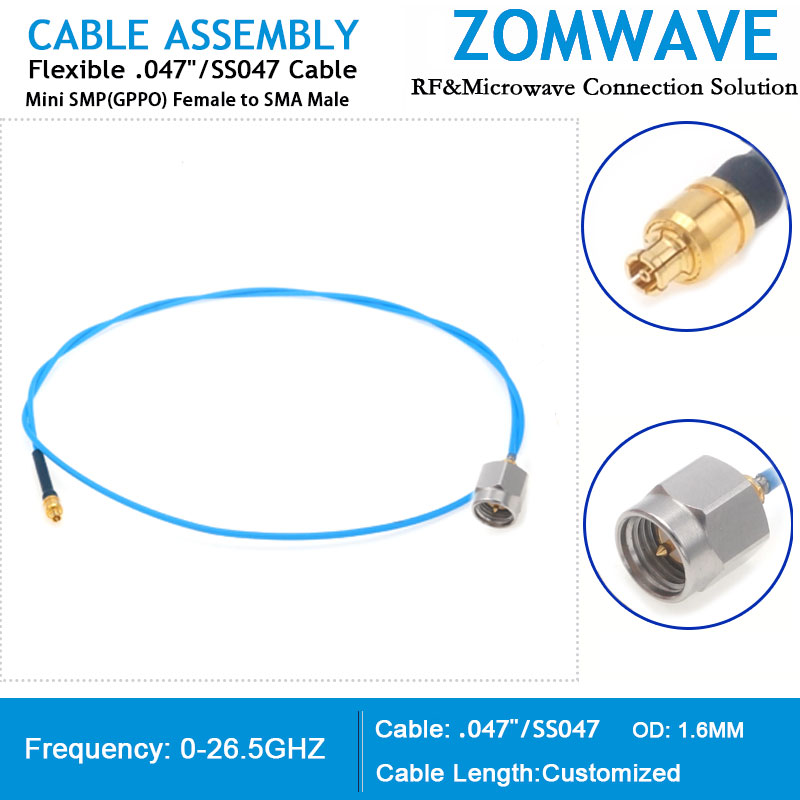 mini smp cable, mini smp cable assembly, mini smp to sma cable, gppo cable