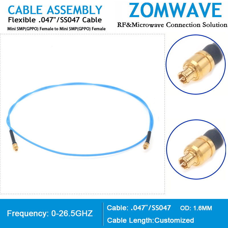 Mini SMP(GPPO) Female to Mini SMP(GPPO) Female, Flexible .047''_SS047,  26.5GHZ