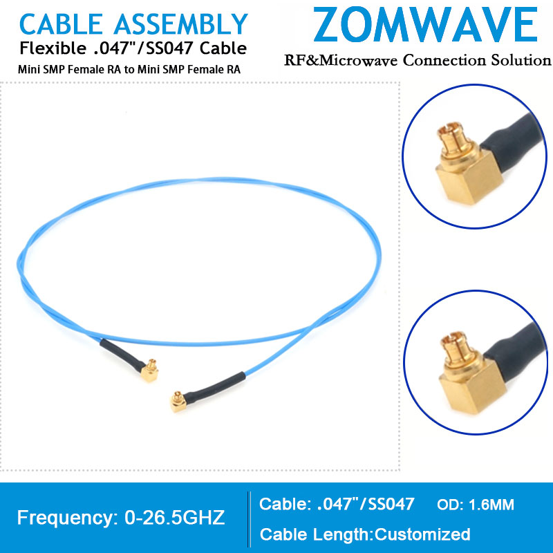 Mini SMP(GPPO) Female RA to Mini SMP(GPPO) Female RA, Flexible.047''_SS047,25.6G