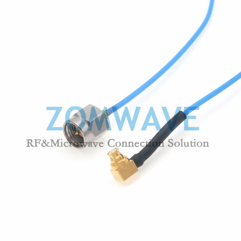 SMP(GPO) Female Right Angle to SMA Male, Flexible .047''/SS047 Cable, 26.5GHz