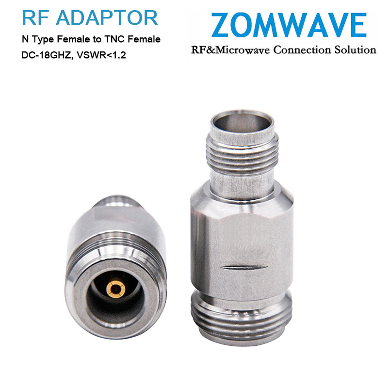 N Type Female to TNC Female Stainless Steel Adapter, 18GHz