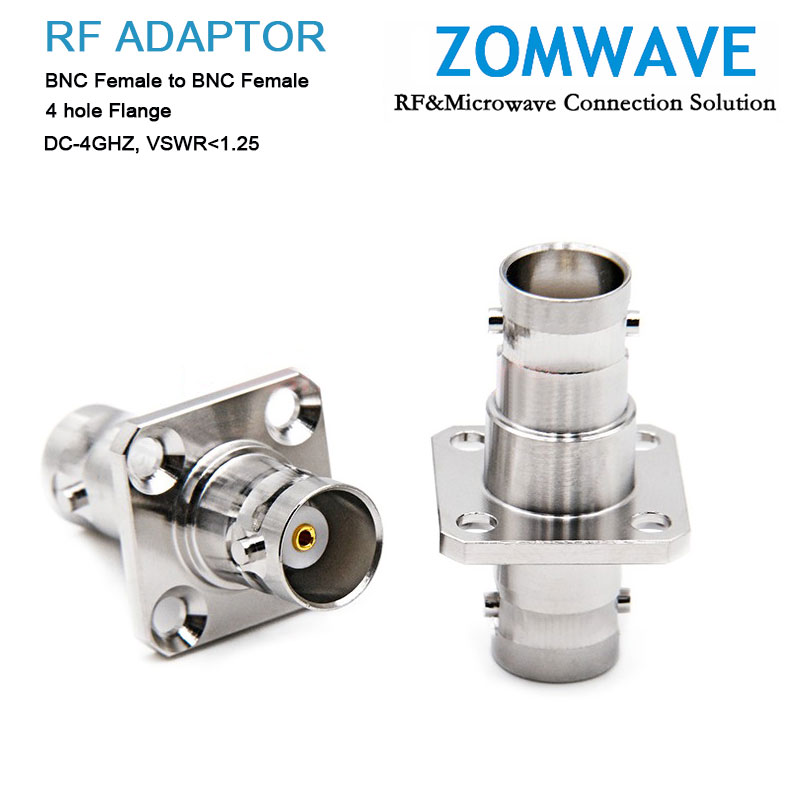 BNC Female to BNC Female 4 hole Flange Adapter, 4GHz