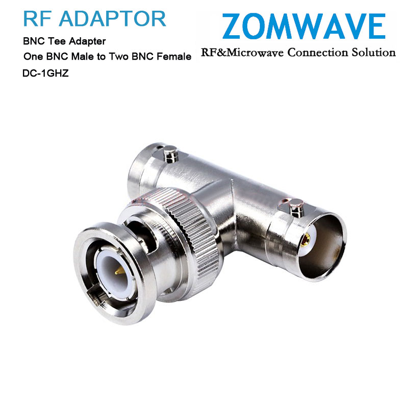 BNC Tee Adapter, One BNC Male to Two BNC Female, 1GHz