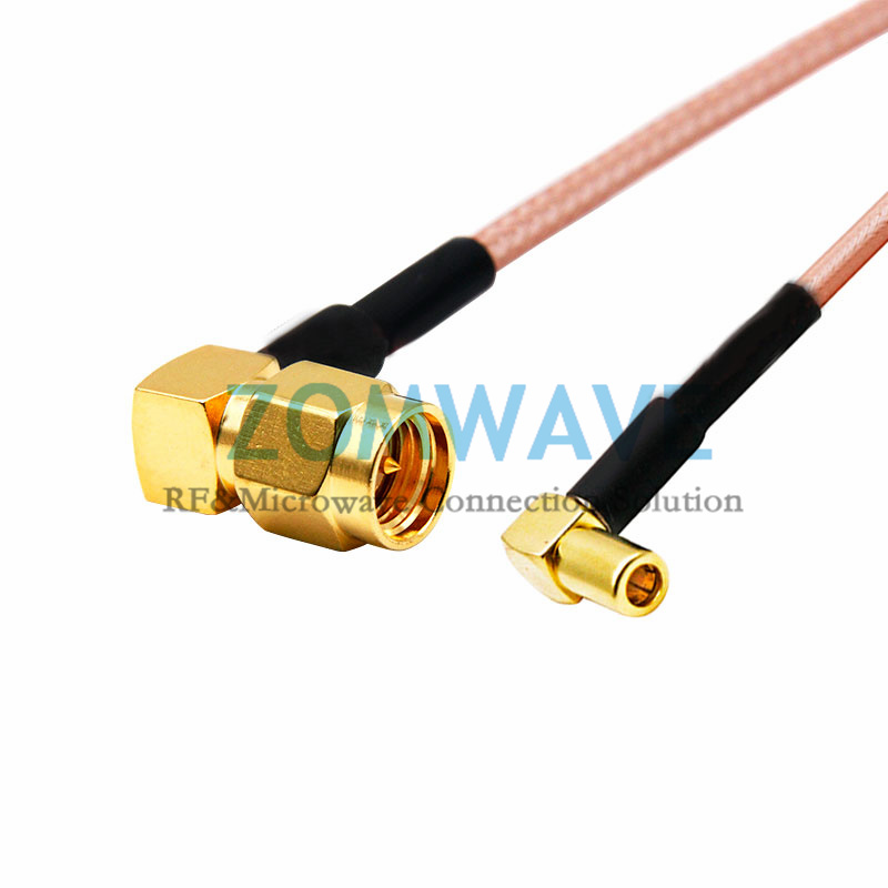 SMA Male Right Angle to SSMB Female Right Angle, RG316 Cable, 3GHz