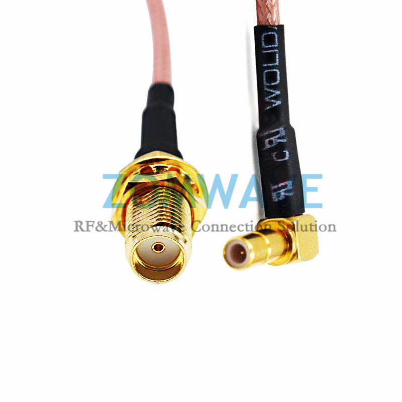 SMA Female Bulkhead to SSMB Male Right Angle, RG316 Cable, 3GHz