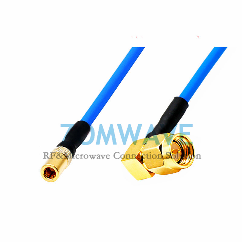 SMA Male Right Angle to SSMB Female, Formable .086''_RG405 Cable, 3GHz