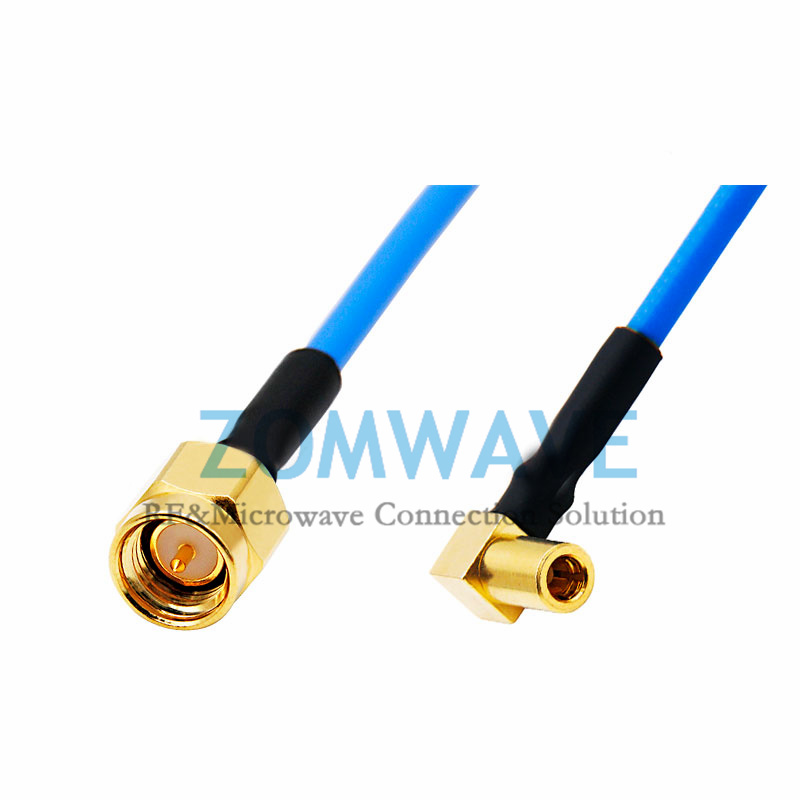 SMA Male to SSMB Female Right Angle, Formable .086''_RG405 Cable, 3GHz