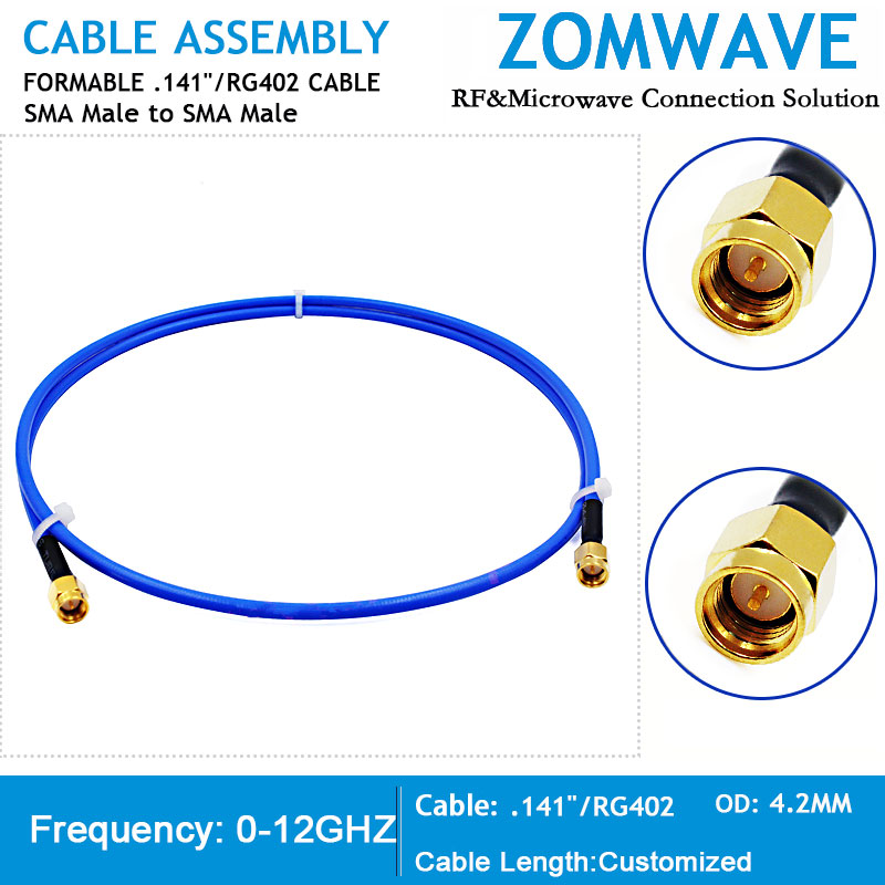 SMA Male to SMA Male, Formable .141''RG402 Cable, 12GHz